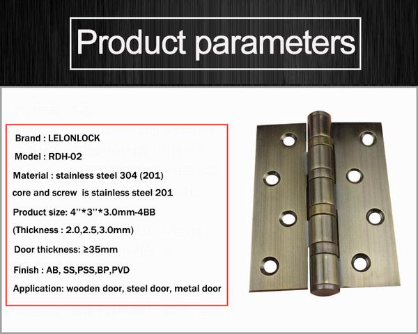 Hot Sale 4''x3''x3mm SUS 304 stainless steel wooden door hinge with ball bearing